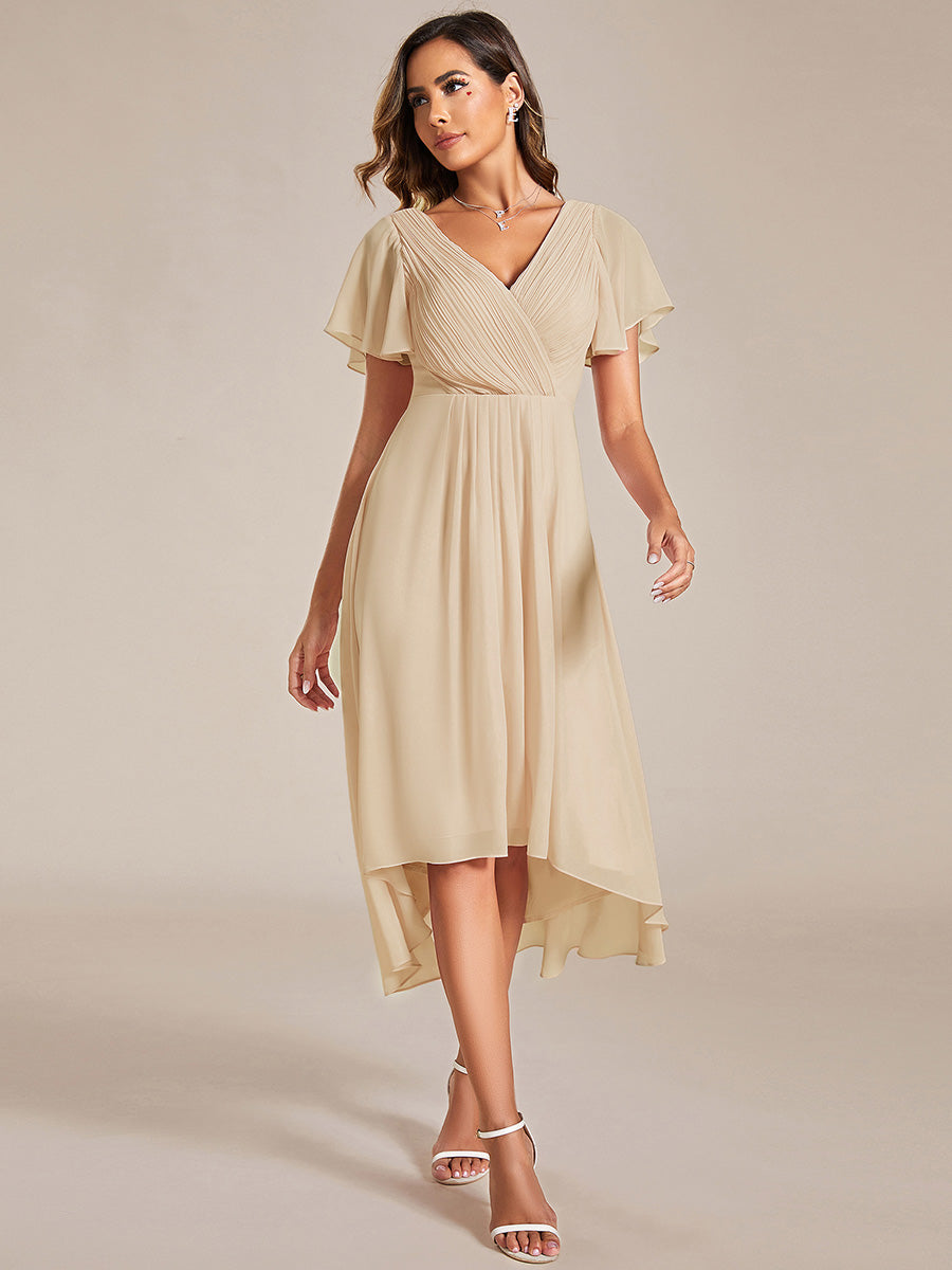 Robe d'invité de mariage chic à col en V #Couleur_Or