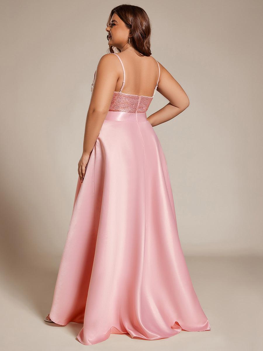 Robe de Bal Scintillante Sexy avec Dos Nu et Ourlet Irrégulier #Couleur_Rose