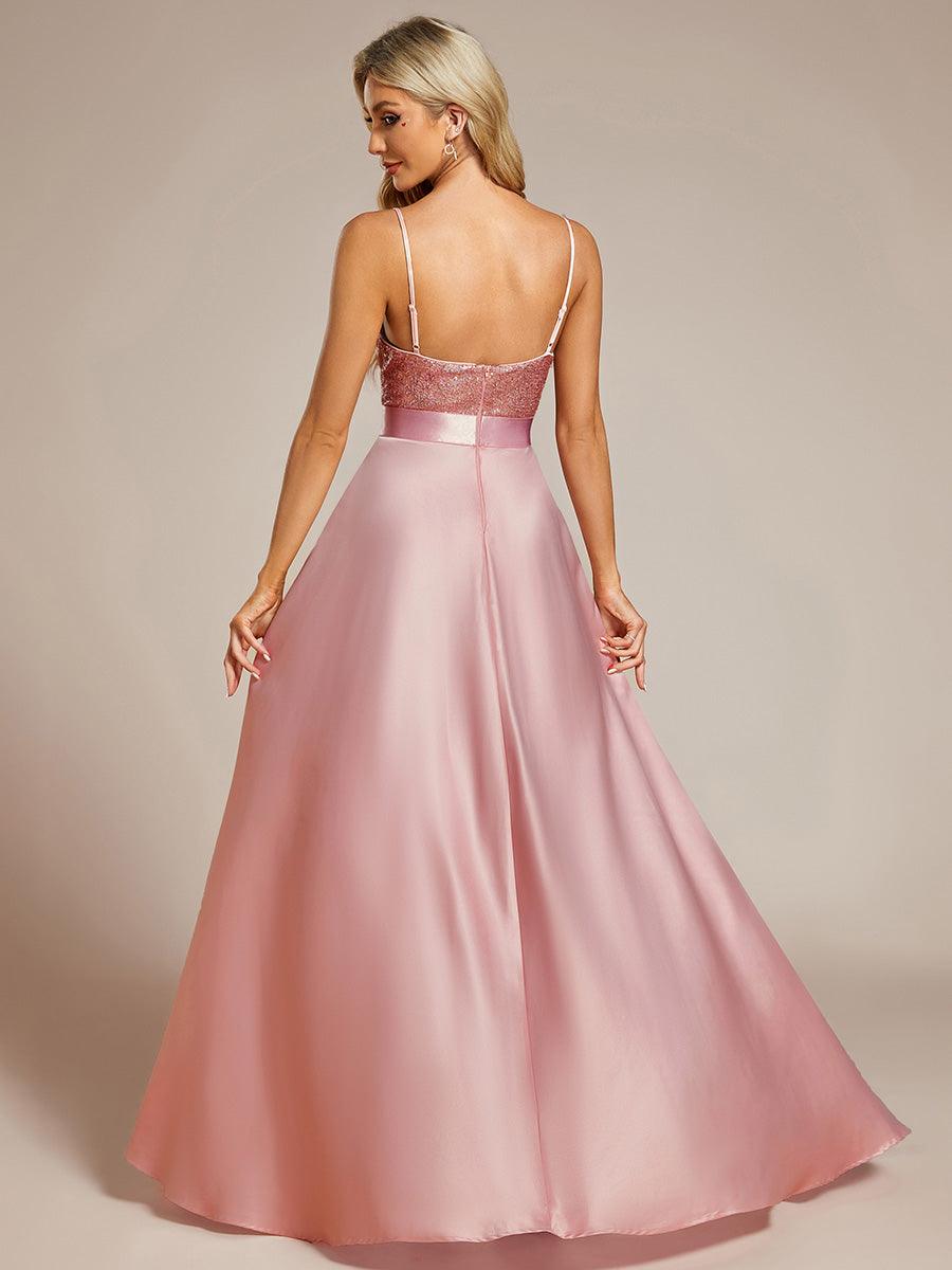 Robe de Bal Scintillante Sexy avec Dos Nu et Ourlet Irrégulier #Couleur_Rose
