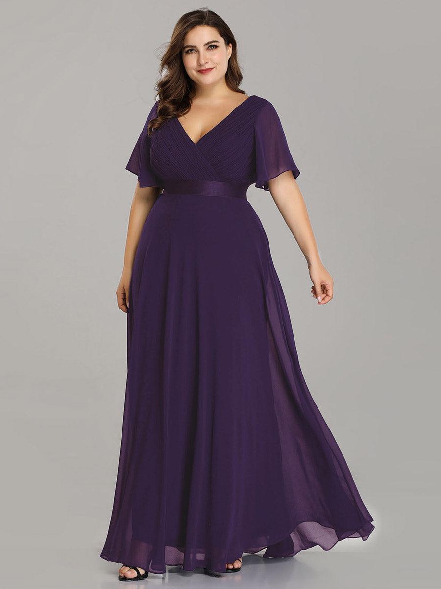 Robe de soirée fluide élégante en mousseline à taille haute #Couleur_Violet Fonce