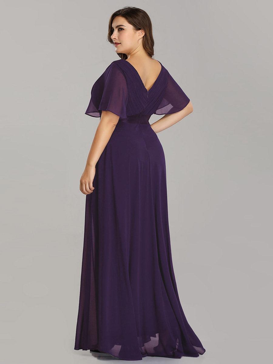 Robe de soirée fluide élégante en mousseline à taille haute #Couleur_Violet Fonce