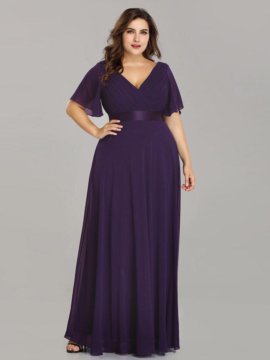 Robe de soirée fluide élégante en mousseline à taille haute #Couleur_Violet Fonce