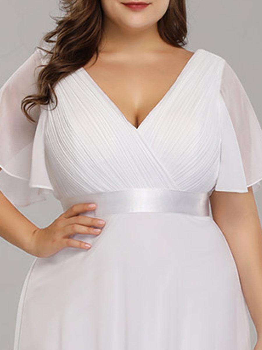 Robe de soirée fluide élégante en mousseline à taille haute #Couleur_Blanc