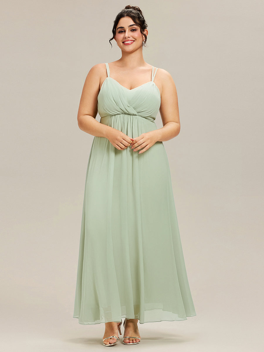 Robe demoiselle d'honneur mousseline et dentelle dos nu bretelles fines #Couleur_Menthe Verte