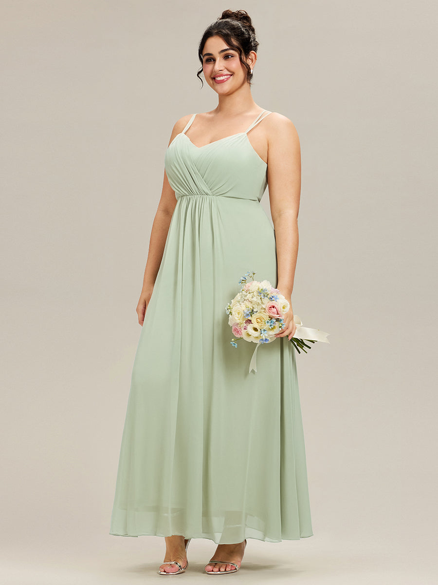 Robe demoiselle d'honneur mousseline et dentelle dos nu bretelles fines #Couleur_Menthe Verte