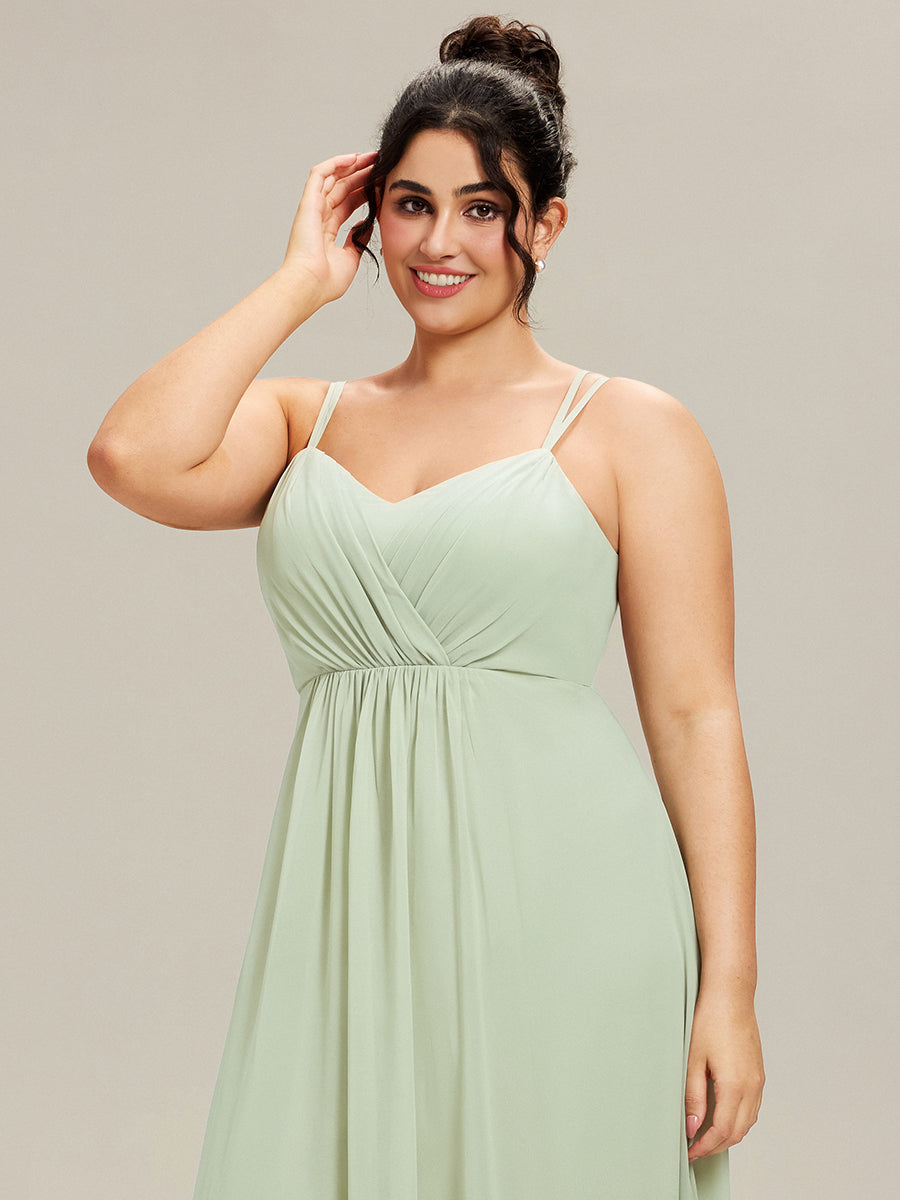 Robe demoiselle d'honneur mousseline et dentelle dos nu bretelles fines #Couleur_Menthe Verte