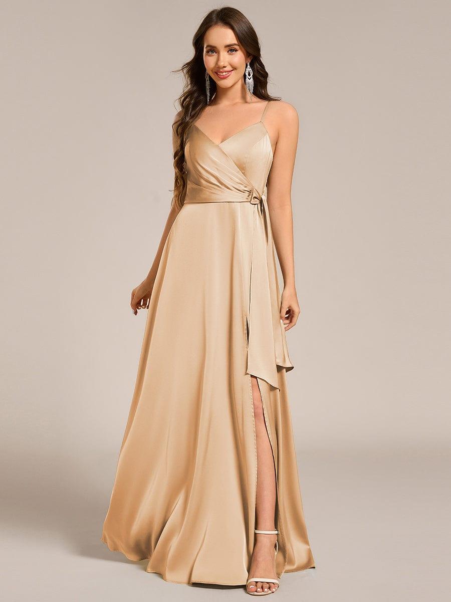Robe D'invité De Mariage En Mousseline De Soie Mi-Longue Plissée à Manches à Volants Et Col En V #Couleur_Charbon