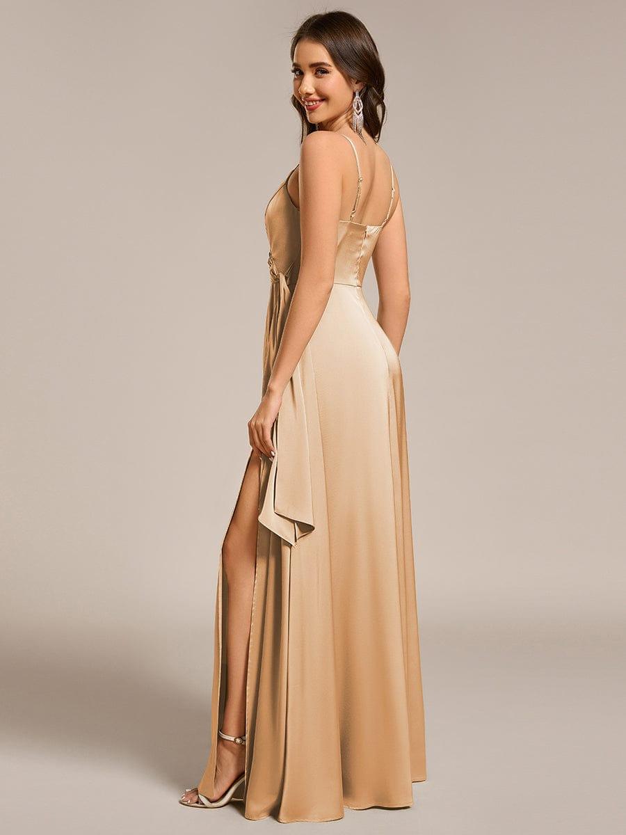 Robe D'invité De Mariage En Mousseline De Soie Mi-Longue Plissée à Manches à Volants Et Col En V #Couleur_Charbon