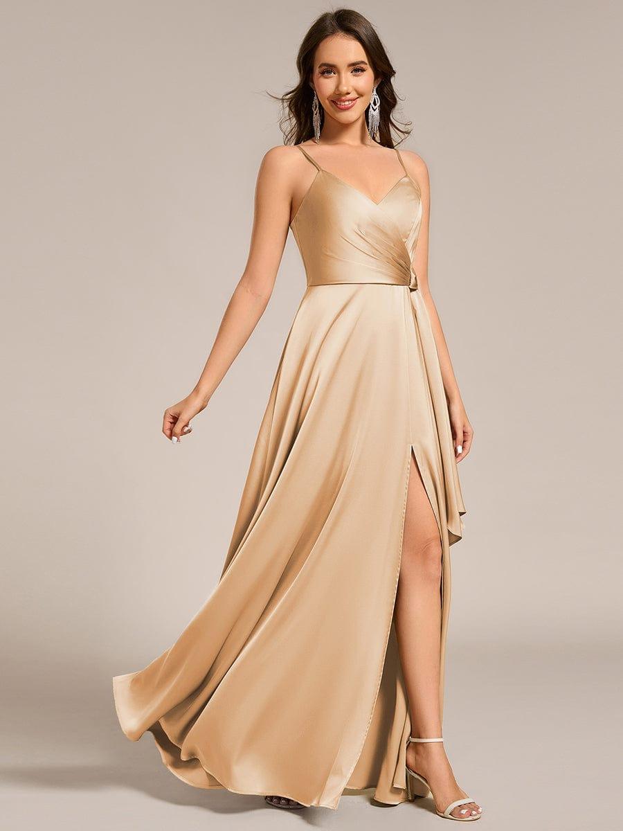 Robe D'invité De Mariage En Mousseline De Soie Mi-Longue Plissée à Manches à Volants Et Col En V #Couleur_Charbon