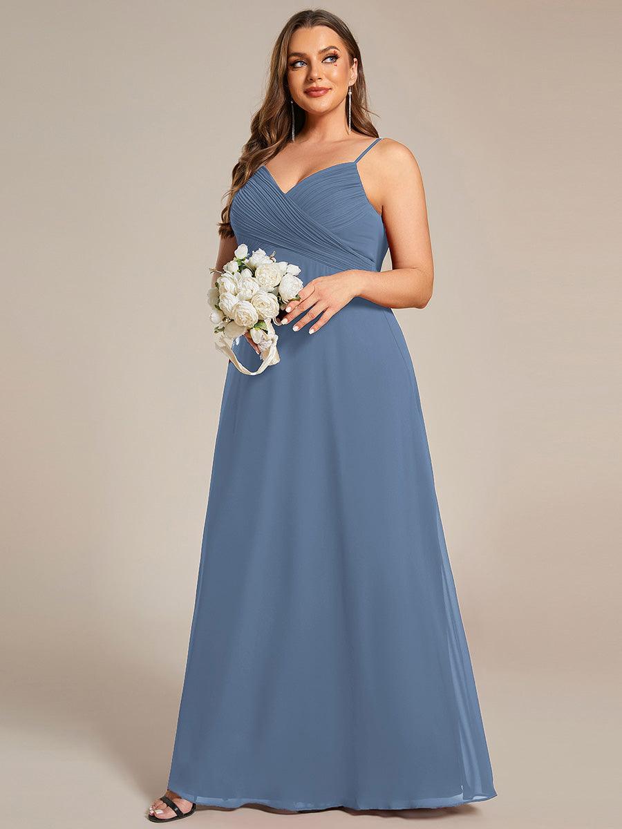 Robe de demoiselle d'honneur drapée au dos avec décolleté en cœur #Couleur_Marine Fume