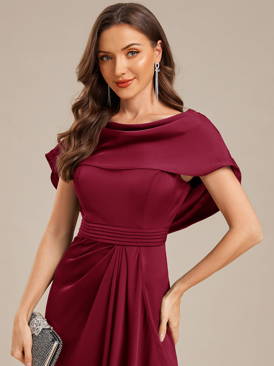 Robe de mère de la mariée fendue en satin #Couleur_Bordeaux