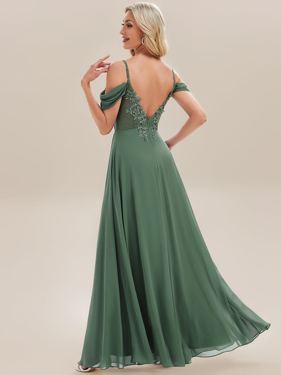 Robe de demoiselle d'honneur transparente dos nu #Couleur_Eucalyptus