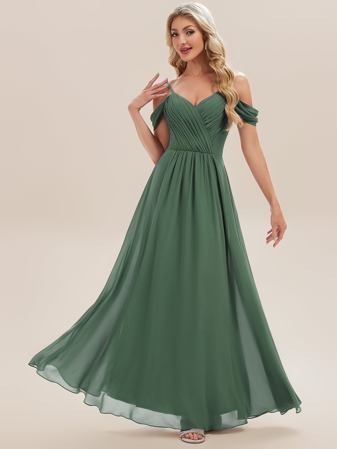 Robe de demoiselle d'honneur transparente dos nu #Couleur_Eucalyptus