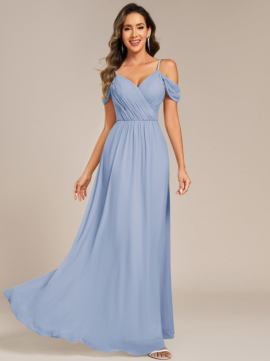 Robe de demoiselle d'honneur transparente dos nu #Couleur_Bleu Glace