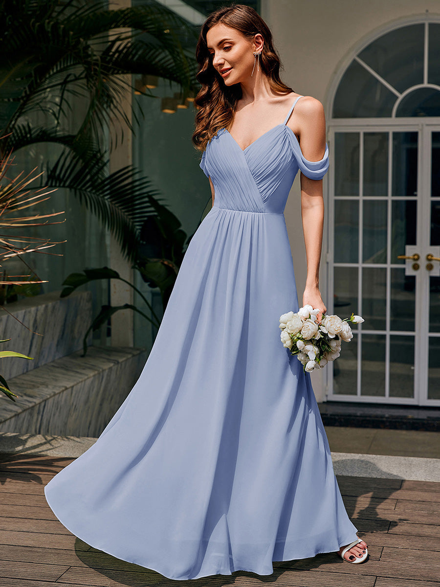 Robe de demoiselle d'honneur transparente dos nu #Couleur_Bleu Glace