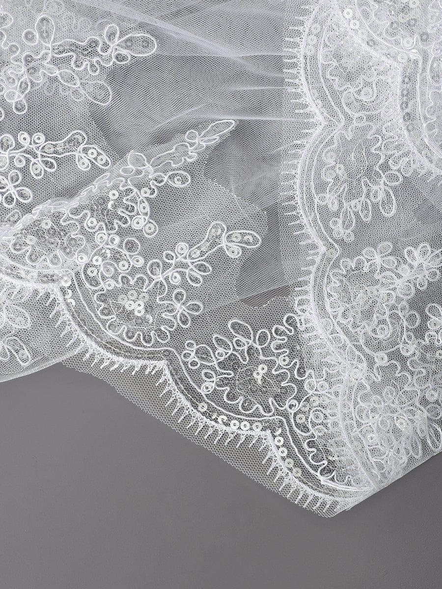 Voile de mariée en tulle à double couche avec appliques en dentelle #Couleur_Creme Voile de mariée en tulle à double couche avec appliques en dentelle