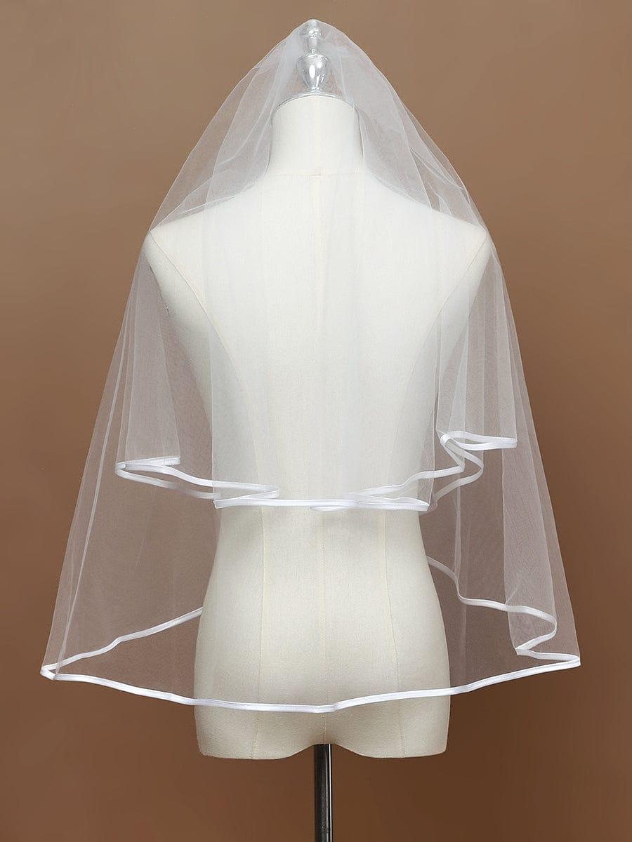 Voile de mariée courte minimaliste avec bordures #Couleur_Creme Voile de mariée courte minimaliste avec bordures