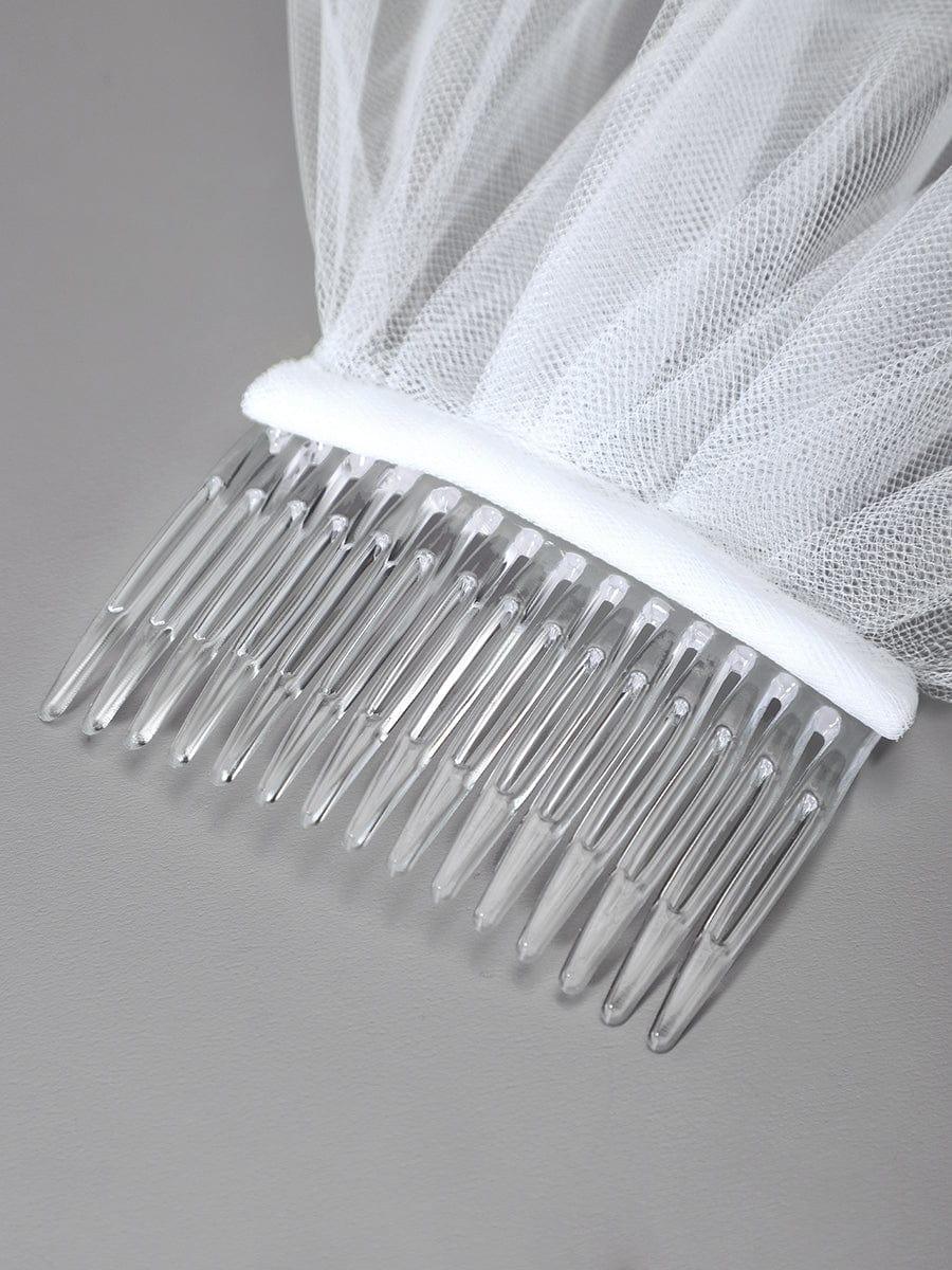 Voile de mariée courte minimaliste avec bordures #Couleur_Creme