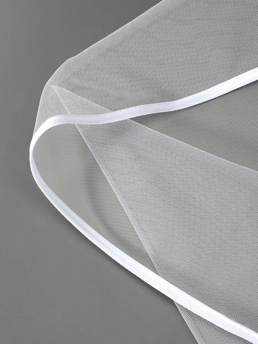 Voile de mariée courte minimaliste avec bordures #Couleur_Creme Voile de mariée courte minimaliste avec bordures