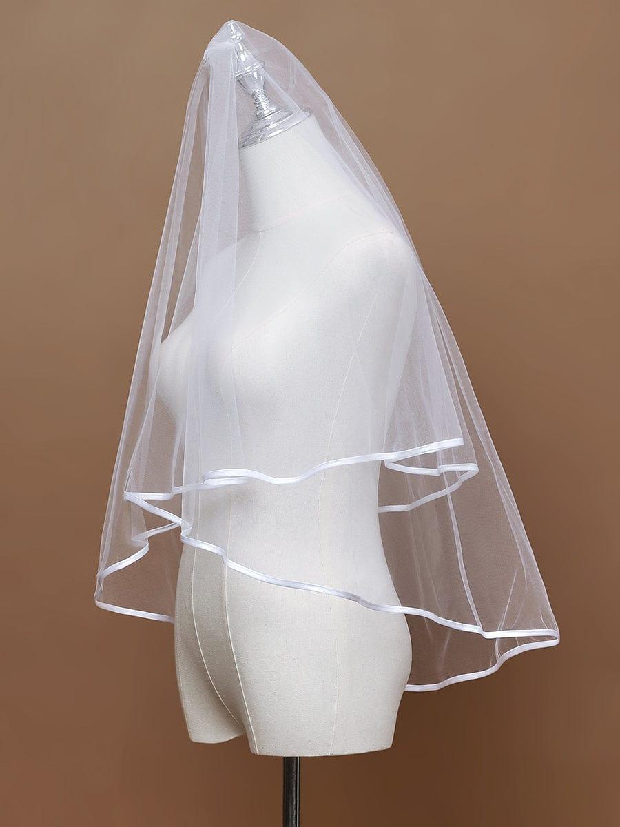Voile de mariée courte minimaliste avec bordures #Couleur_Creme Voile de mariée courte minimaliste avec bordures