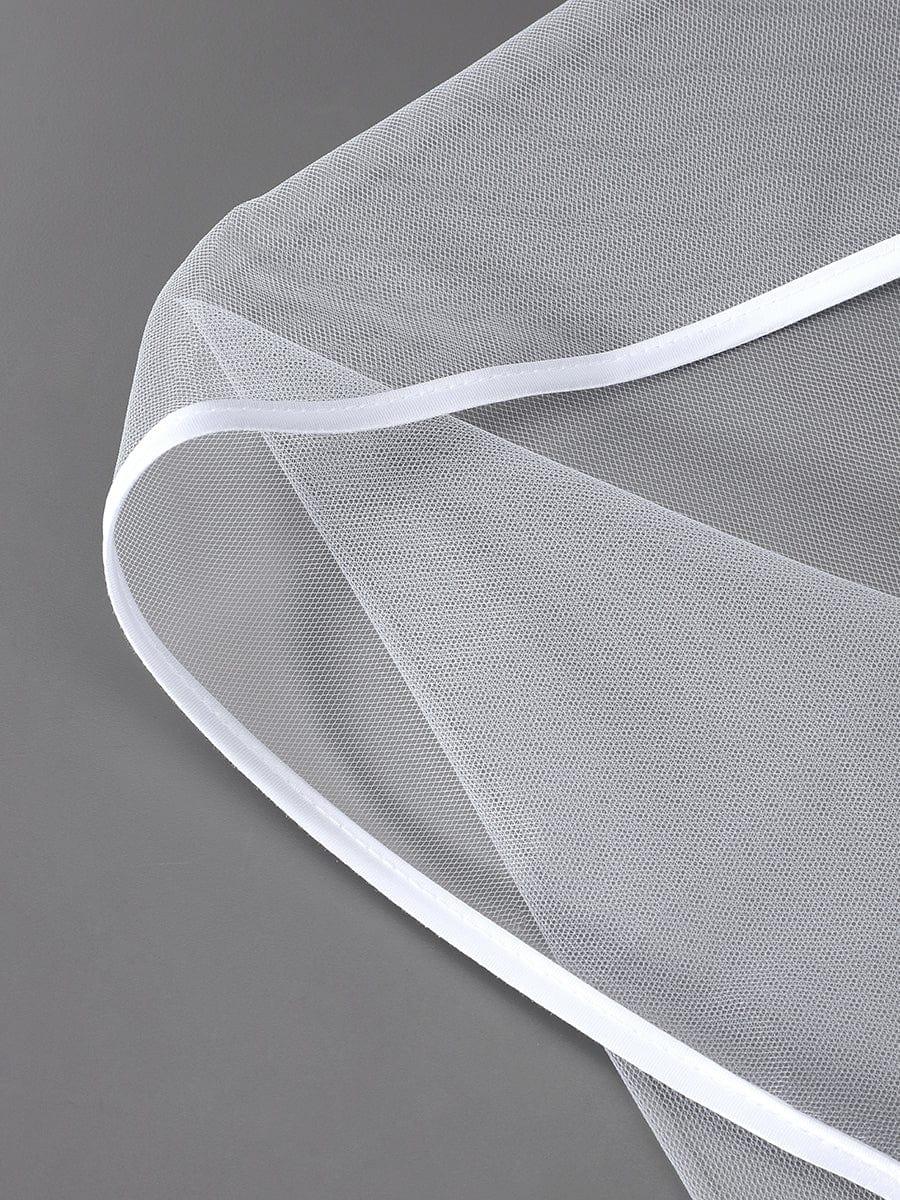 Voile de mariée courte minimaliste avec bordures #Couleur_Creme Voile de mariée courte minimaliste avec bordures