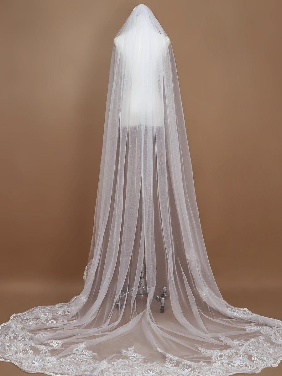 Voile de mariée romantique avec appliques à sequins #Couleur_Creme Voile de mariée romantique avec appliques à sequins