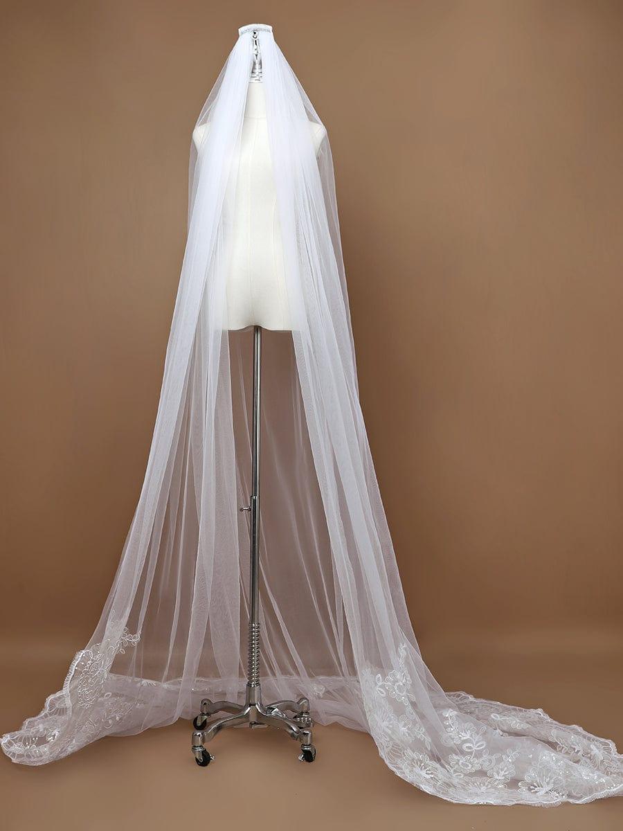 Voile de mariée romantique avec appliques à sequins #Couleur_Creme Voile de mariée romantique avec appliques à sequins
