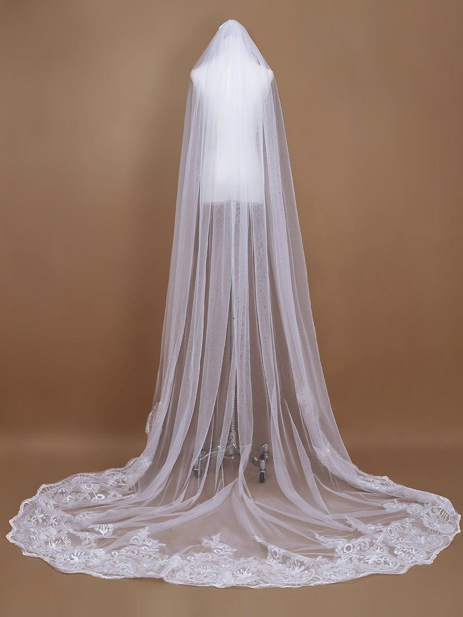 Voile de mariée romantique avec appliques à sequins #Couleur_Creme Voile de mariée romantique avec appliques à sequins