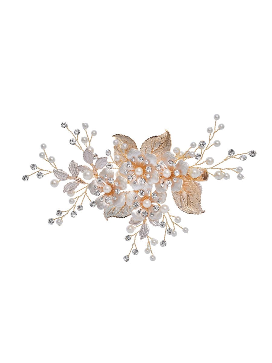 Accessoire cheveux en perles d'ornement de fleurs à la main exquise #Couleur_Or Accessoire cheveux en perles d'ornement de fleurs à la main exquise
