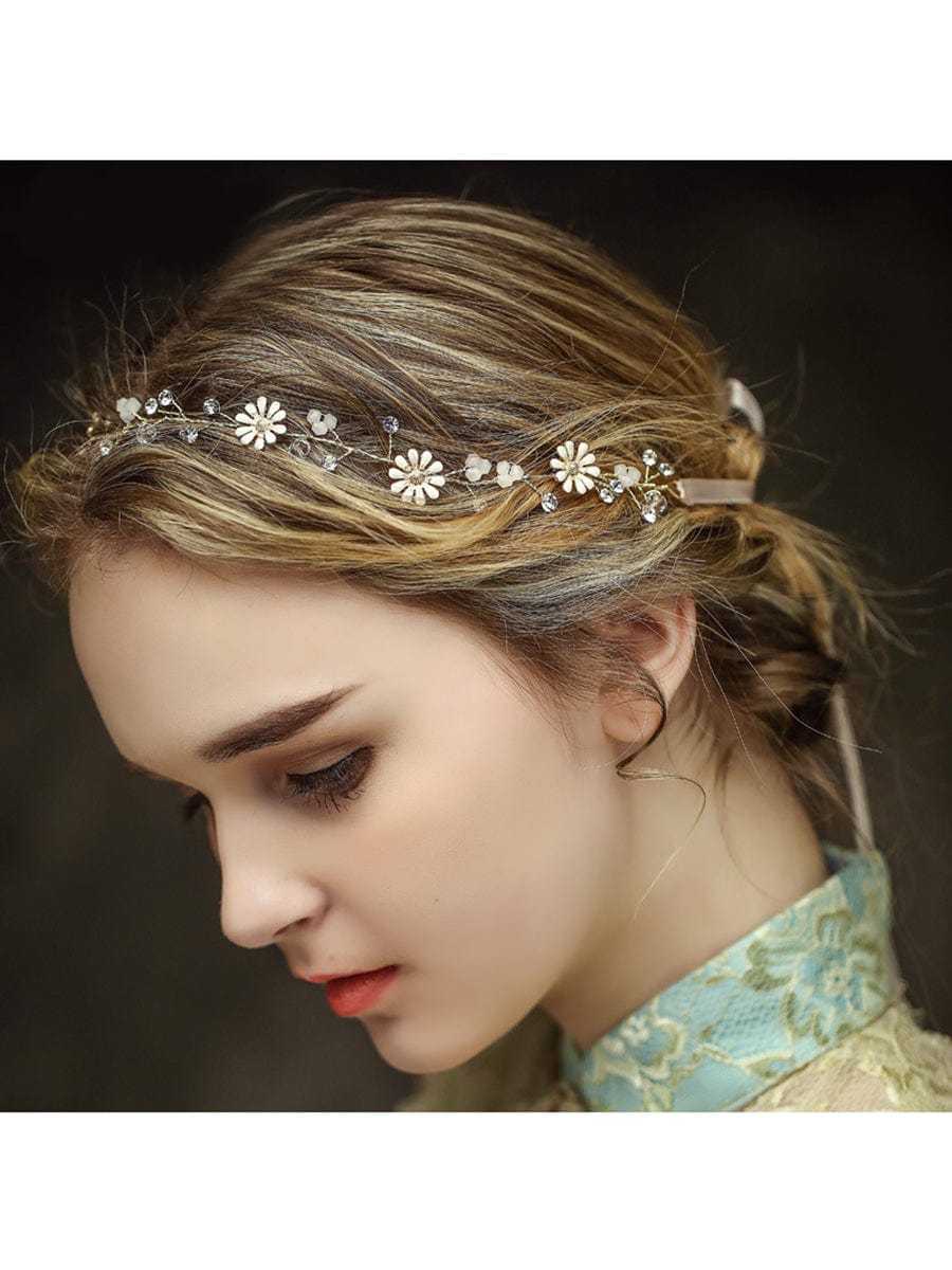 Accessoire cheveux de mariage femme élégante marguerite strass #Couleur_Or Accessoire cheveux de mariage femme élégante marguerite strass