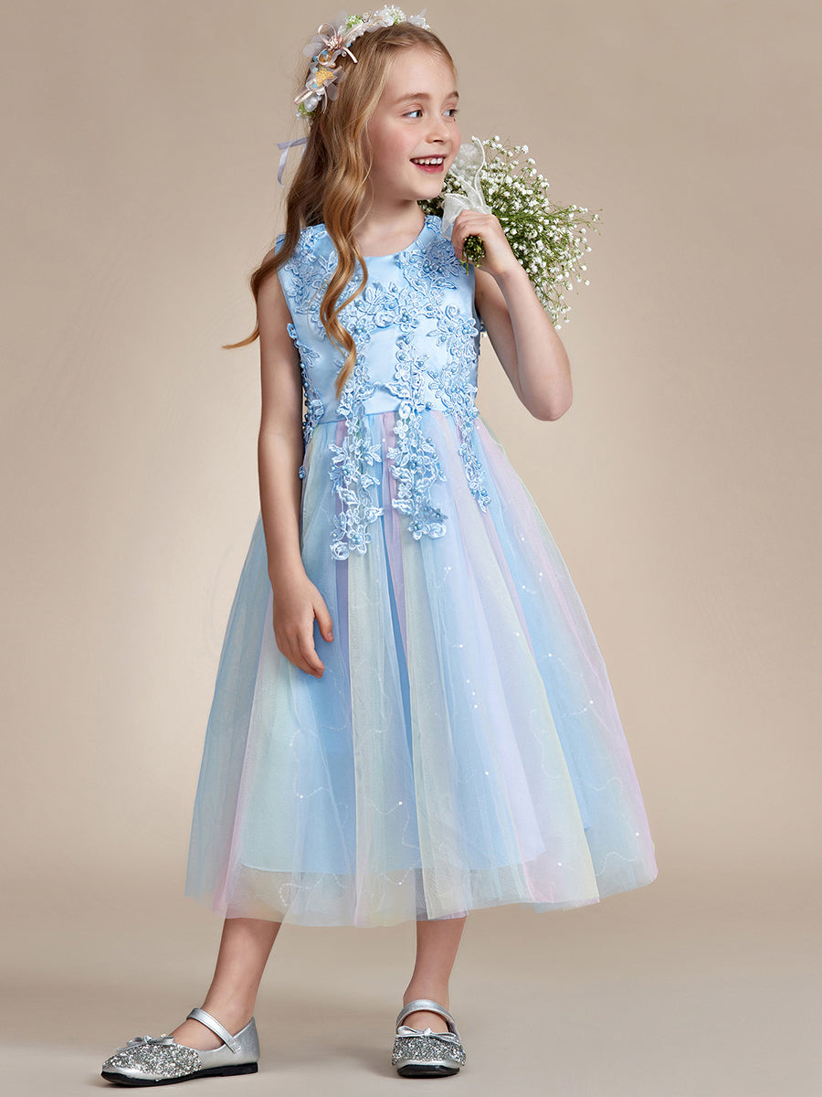 Robe Enfant d'Honneur Superbe dentelle blanche Tulle Appliques de fleurs #Couleur_Blanc Robe Enfant d'Honneur Superbe dentelle blanche Tulle Appliques de fleurs