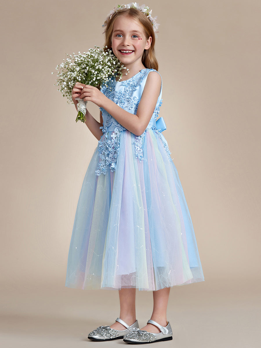 Robe Enfant d'Honneur Superbe dentelle blanche Tulle Appliques de fleurs #Couleur_Blanc Robe Enfant d'Honneur Superbe dentelle blanche Tulle Appliques de fleurs