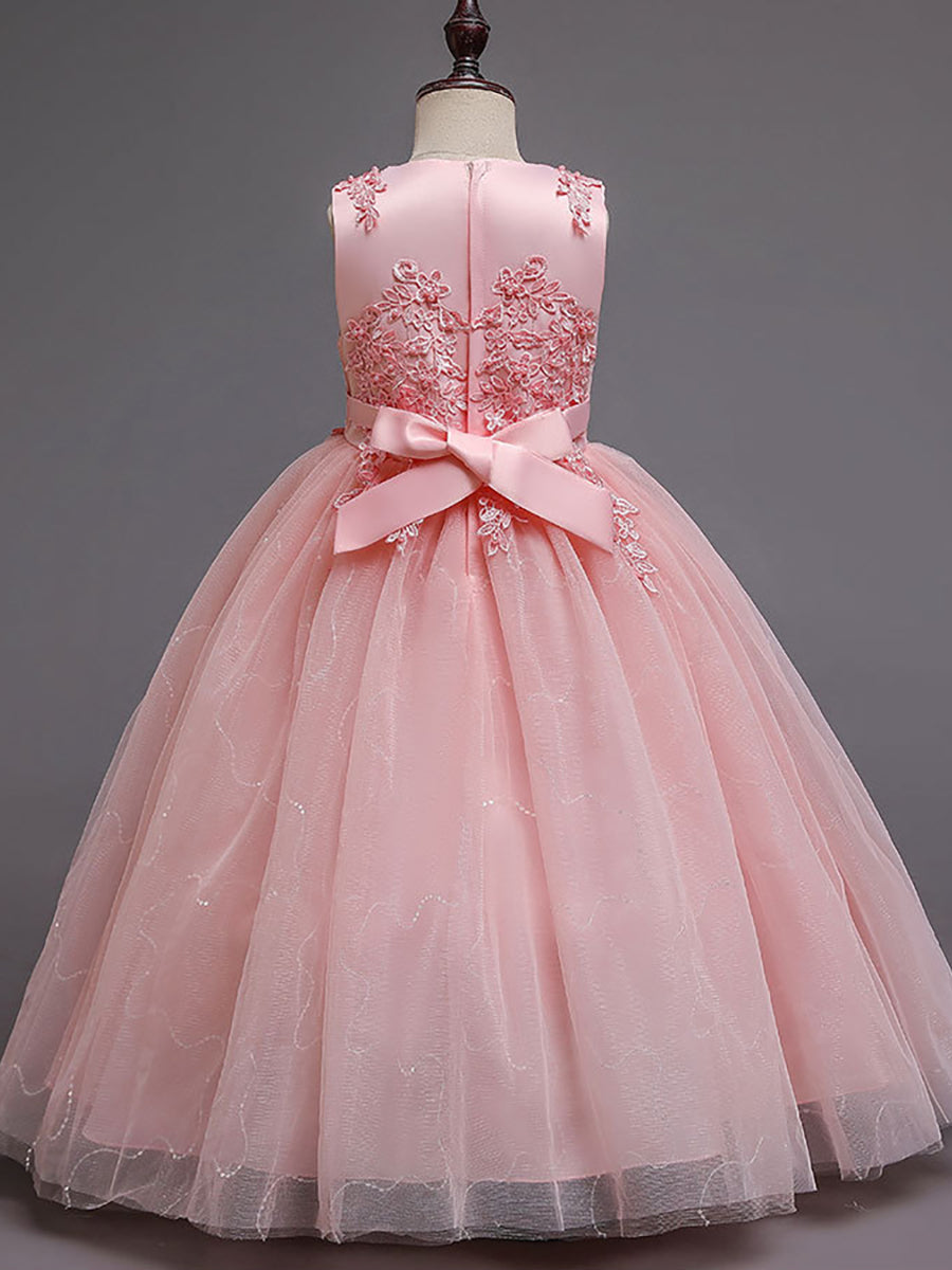 Robe Enfant d'Honneur Superbe dentelle blanche Tulle Appliques de fleurs #Couleur_Blanc Robe Enfant d'Honneur Superbe dentelle blanche Tulle Appliques de fleurs
