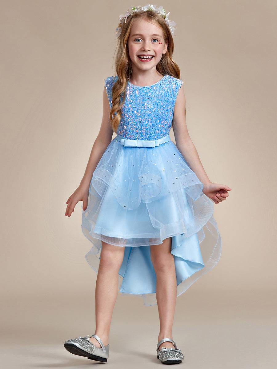 Robe Enfant d'Honneur scintillante à pois scintillants #Couleur_Bleu Ciel