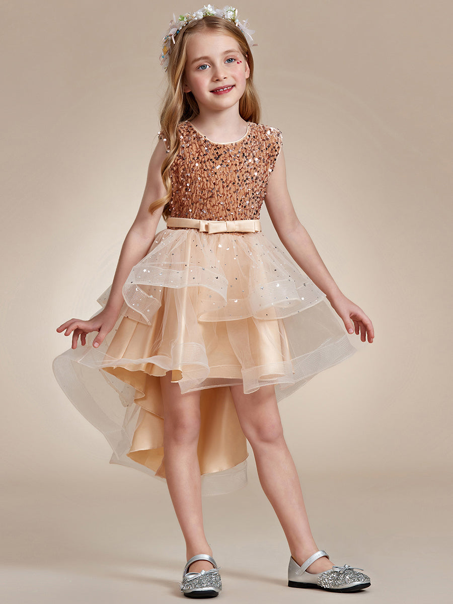 Robe Enfant d'Honneur scintillante à pois scintillants #Couleur_Charbon Robe Enfant d'Honneur scintillante à pois scintillants