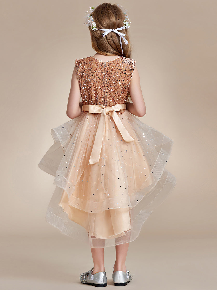 Robe Enfant d'Honneur scintillante à pois scintillants #Couleur_Charbon Robe Enfant d'Honneur scintillante à pois scintillants