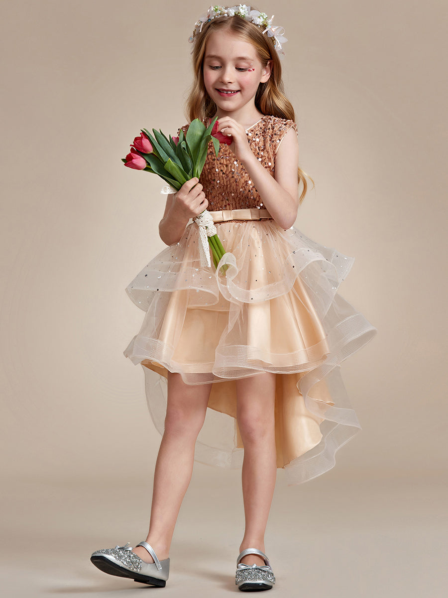 Robe Enfant d'Honneur scintillante à pois scintillants #Couleur_Charbon
