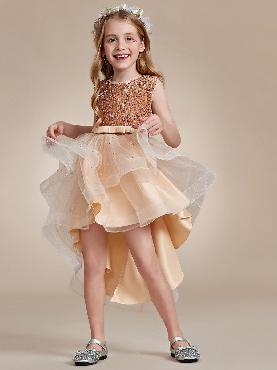 Robe Enfant d'Honneur scintillante à pois scintillants #Couleur_Charbon Robe Enfant d'Honneur scintillante à pois scintillants