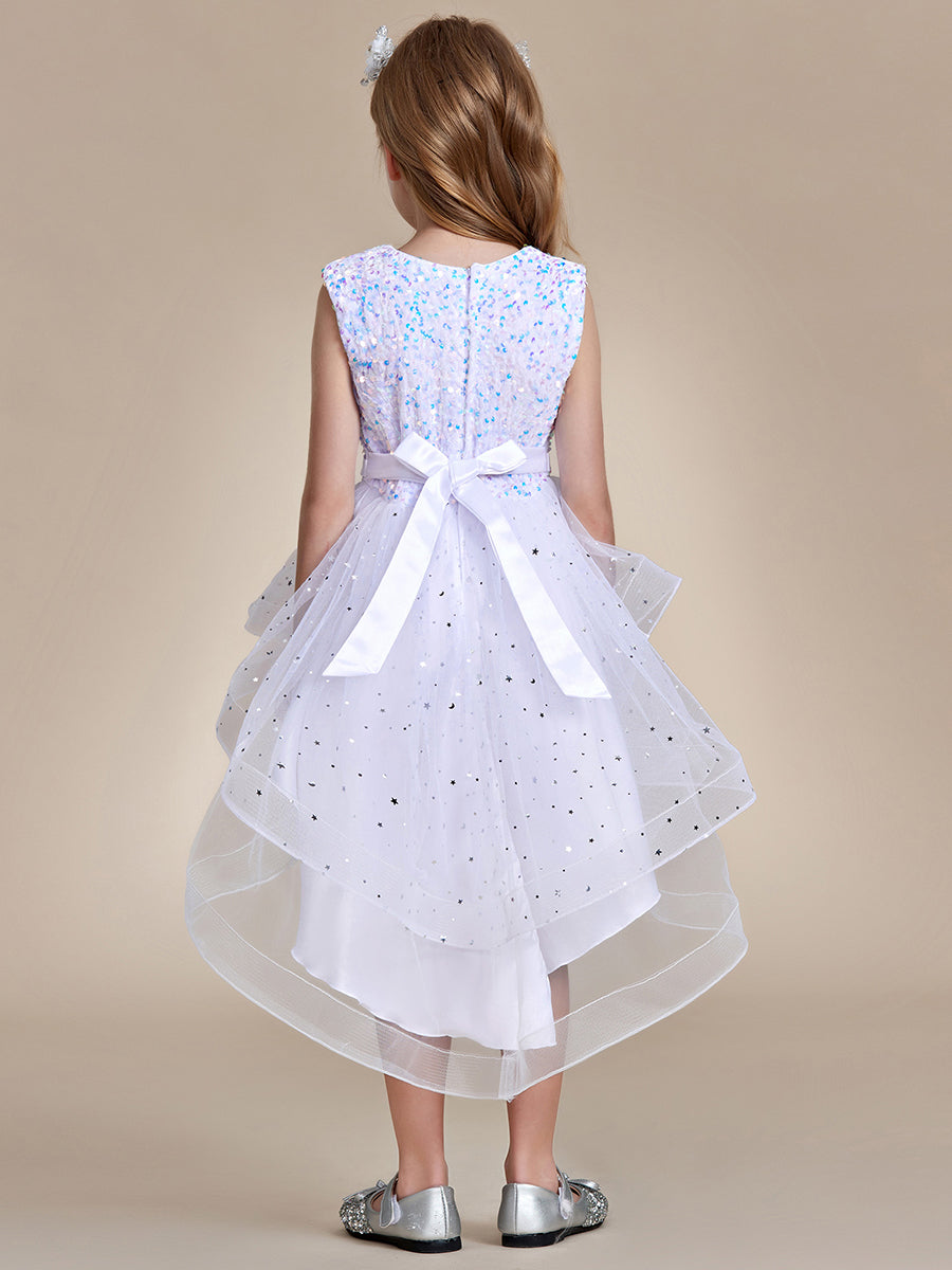 Robe Enfant d'Honneur scintillante à pois scintillants #Couleur_Blanc