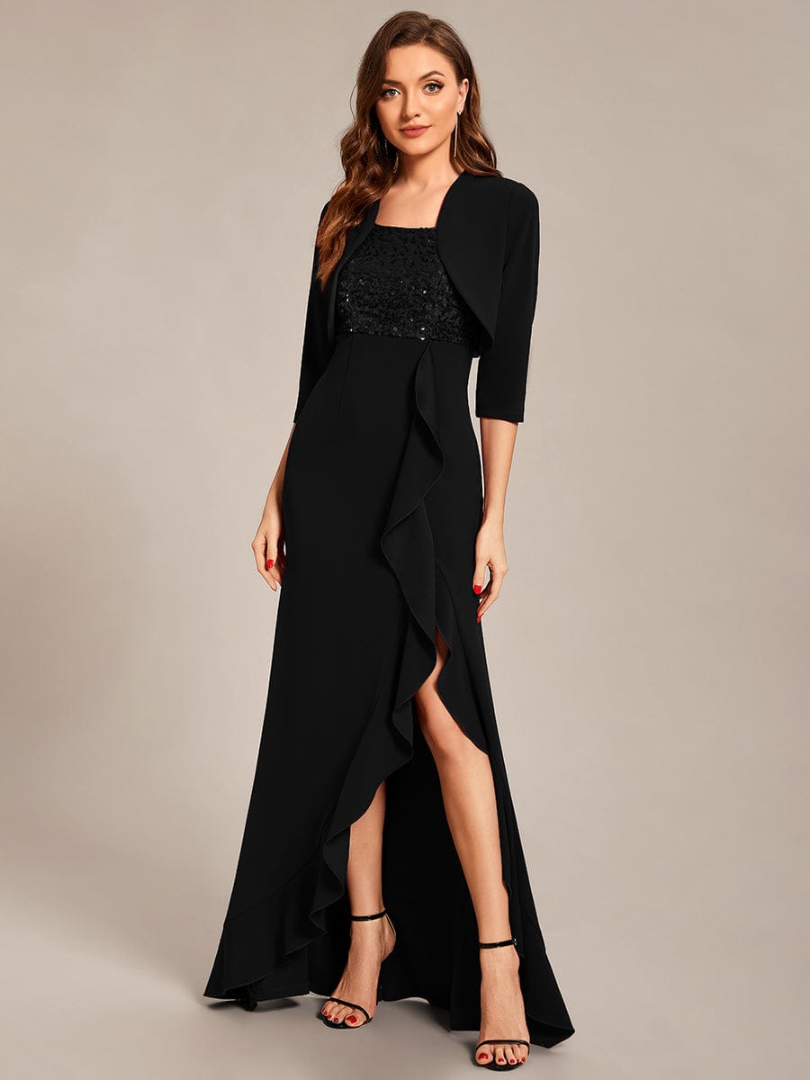 Taille personnalisée Robe Mère fendue avec tombola et veste #Couleur_Bordeaux Taille personnalisée Robe Mère fendue avec tombola et veste