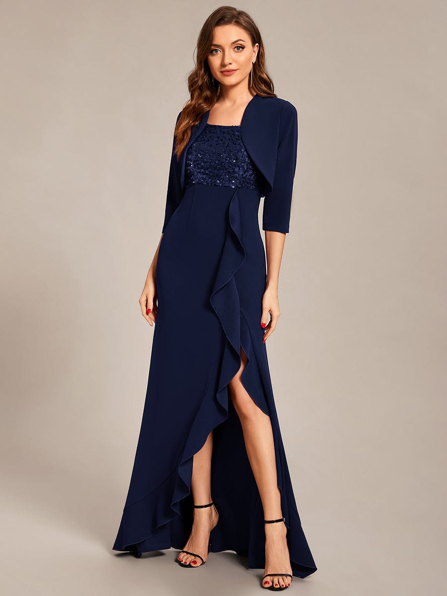 Taille personnalisée Robe Mère fendue avec tombola et veste #Couleur_Bordeaux Taille personnalisée Robe Mère fendue avec tombola et veste