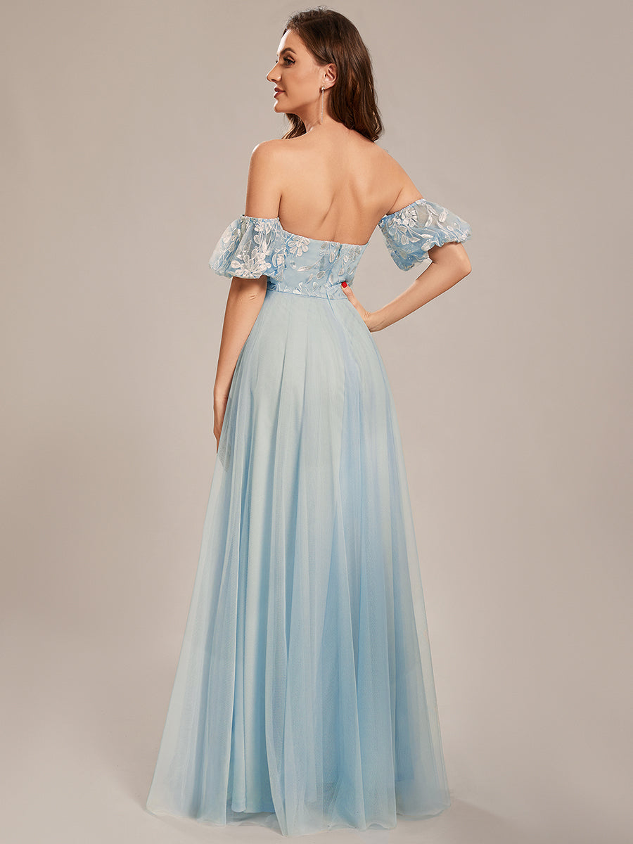 Taille personnalisée Robe de bal en tulle de style princesse à manches bouffantes #Couleur_Bleu Ciel Taille personnalisée Robe de bal en tulle de style princesse à manches bouffantes