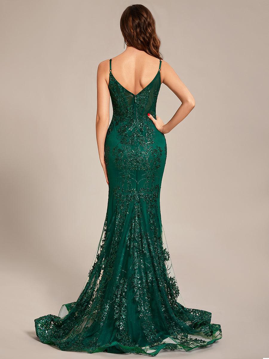 Taille personnalisée robe de bal taille transparente dos nu serré #Couleur_Vert Fonce Taille personnalisée robe de bal taille transparente dos nu serré