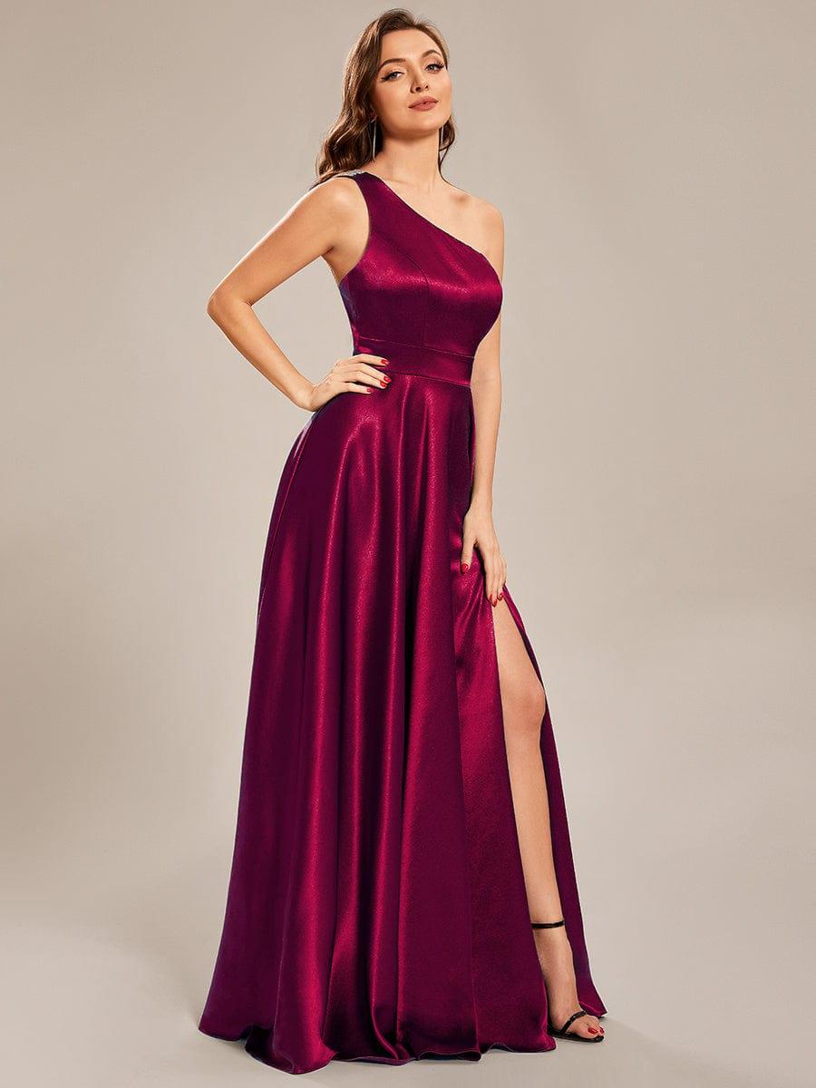 Taille personnalisée Robe de bal une épaule longue en satin une ligne #Couleur_Vert Fonce Taille personnalisée Robe de bal une épaule longue en satin une ligne