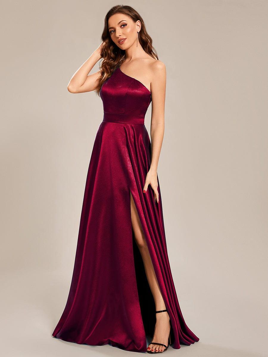 Taille personnalisée Robe de bal une épaule longue en satin une ligne #Couleur_Vert Fonce Taille personnalisée Robe de bal une épaule longue en satin une ligne