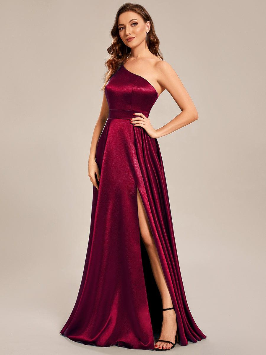 Taille personnalisée Robe de bal une épaule longue en satin une ligne #Couleur_Vert Fonce Taille personnalisée Robe de bal une épaule longue en satin une ligne