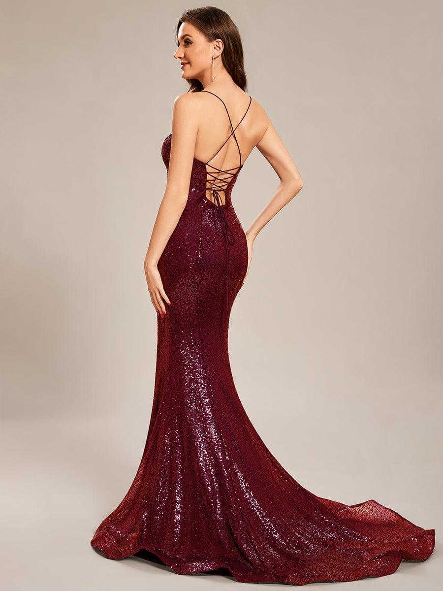 Taille personnalisée Robe de bal sirène à sequins Lacer #Couleur_Bleu Marine Taille personnalisée Robe de bal sirène à sequins Lacer