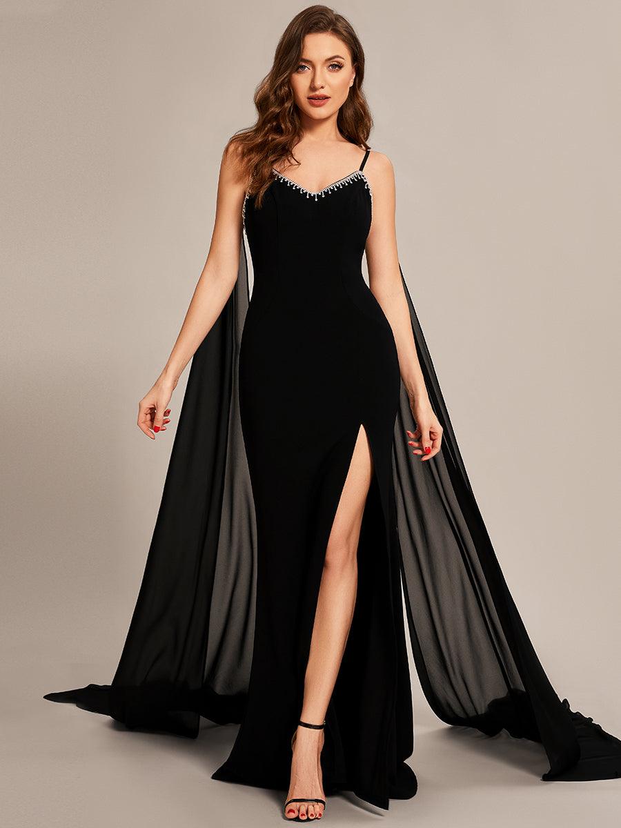 Taille personnalisée Robes de bal en mousseline Bretelles fines Sequin #Couleur_Noir Taille personnalisée Robes de bal en mousseline Bretelles fines Sequin