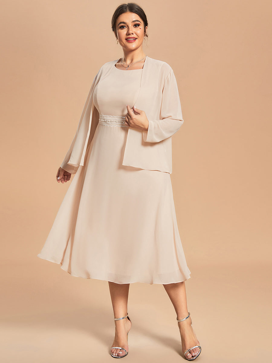 Taille personnalisée Robe Mère De La Mariée charmante deux pièces A-ligne Manches longues #Couleur_Blush Taille personnalisée Robe Mère De La Mariée charmante deux pièces A-ligne Manches longues