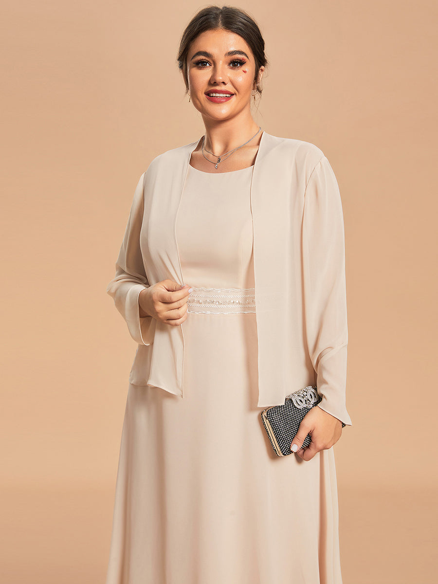 Taille personnalisée Robe Mère De La Mariée charmante deux pièces A-ligne Manches longues #Couleur_Blush Taille personnalisée Robe Mère De La Mariée charmante deux pièces A-ligne Manches longues